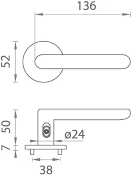 Kilincs TUPAI ROUND - R 7S 3957 (zárral)